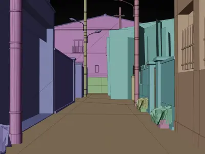 Anime Street Low-poly 3D model