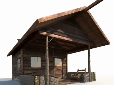 Small Old Shanty Low Poly Low-poly 3D model