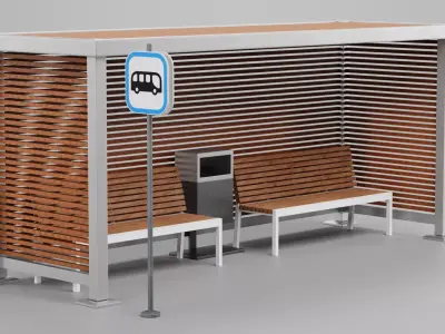 Modern Bus Stop Shelter V2 3D model