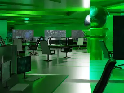 Sci-Fi Command Center Low-poly 3D model