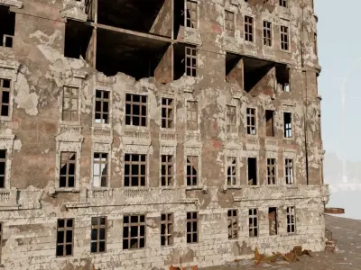 8K and 4K mixed Detailed Ruined Building Low-poly 3D model