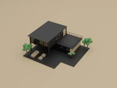Low Poly Wooden House Low-poly 3D model