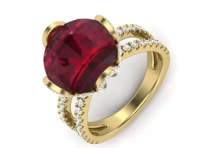 light weight  Yellow gold diamond rings-PR-482-DIA 3D print model