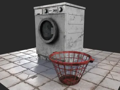 Old Washing Machine Low-poly 3D model