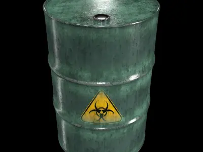 Damage Green Barrel Low-poly 3D model