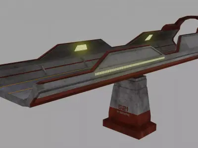 SciFi Bridge Low-poly 3D model