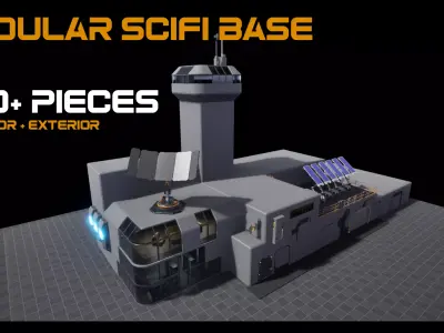 Modular Scifi Base pack all colors customizable Low-poly 3D model