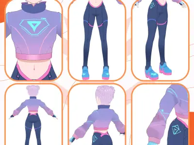 VRM CELL SHADED TECH SPORTSWEAR SCIFI OUTFIT COSTUME SEXY 3D model