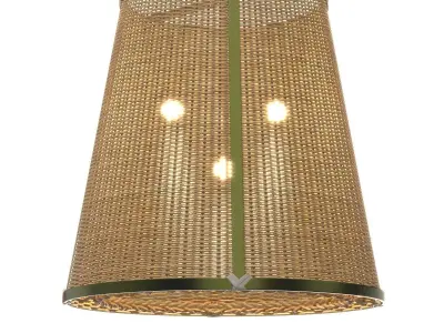 Caeli-i Monumental Brass Rattan Pendant Light 3D model