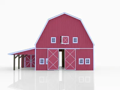 Red American Farm Barn 3D model