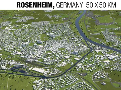 Rosenheim Germany 50x50km 3D model