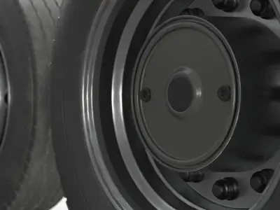  Commercial Truck Wheel Set with Dual Tires Black 