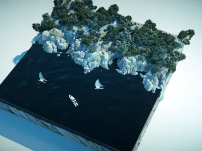 A realistic mini island terrain 3D model