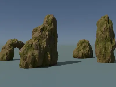 Forest rocks pack Low-poly 3D model