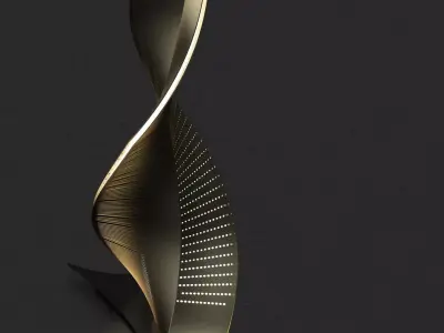 Luxurious Twisted Brass Floor Lamp  Sculptural Parametric  Light 3D model