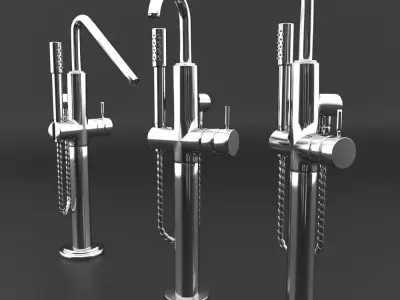 Set Faucet three bathroom faucets - three bathroom faucets 3D model