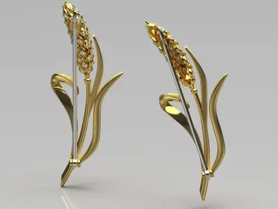 Golden Wheat Ear brooches sj0019 3D print model