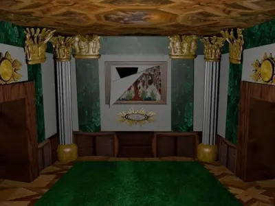 Museum room with ripped painting Low-poly 3D model