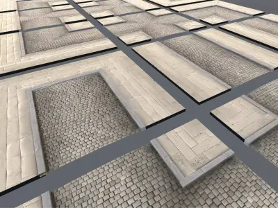 Modular Street Tile Pack Low-poly 3D model