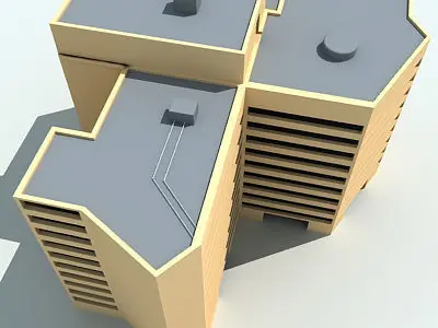  Yellow Complex Building 51 3D model