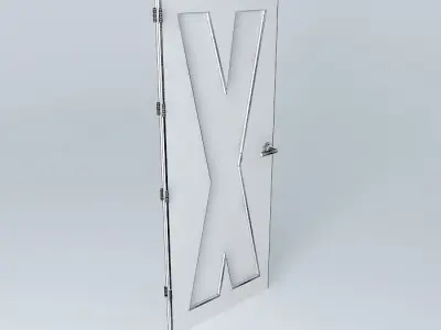  3D door very detail with glass, lock and hinger. Free 3D model