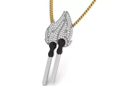  Matchstick 2 way Pendant  For Couple  3D print model