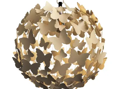 Antiqued Brass Butterfly Pendant 3D model