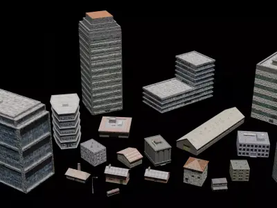 city pack Low-poly 3D model