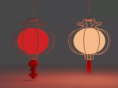 Paper Lantern Chinese Low-poly 3D model Low-poly 3D model