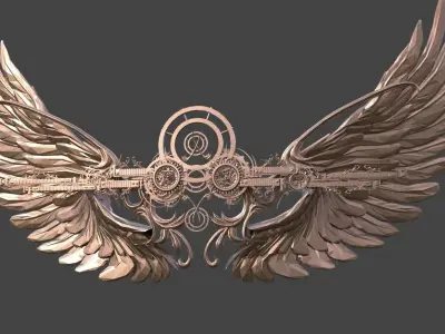 Sun Gods radiant wings Low-poly 3D model