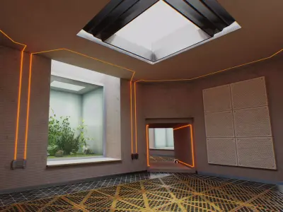 Interlockable Sci-Fi Virtual-Reality Art Gallery Low-poly 3D model