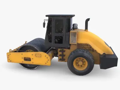 Road roller V3 Low-poly 3D model
