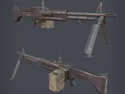 M60 Machine Gun Low-poly 3D model