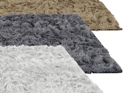 carpet three shaggy rugs 3D model