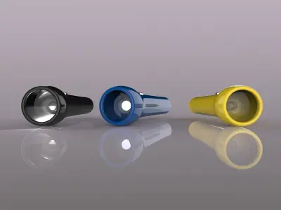 Flashlight three different colored flashlights Low-poly 3D model