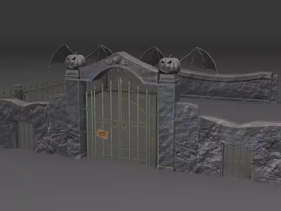 PBR Cemetery Gate 3D model