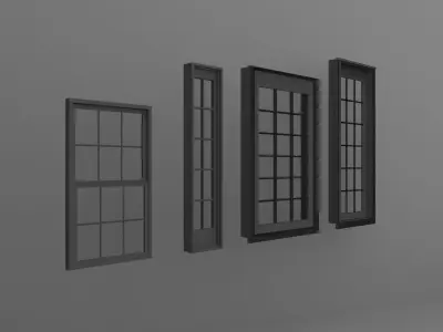Window Set four windows 3D model