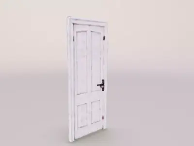 Gameready Wooden door realistic Low-poly 3D model