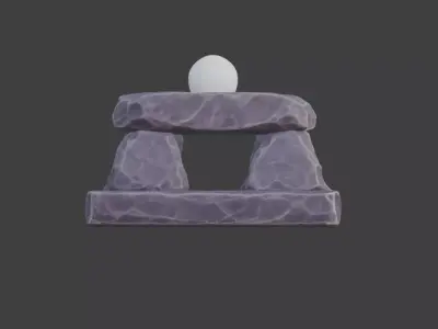 Stone Arch with Sphere Low-poly 3D model