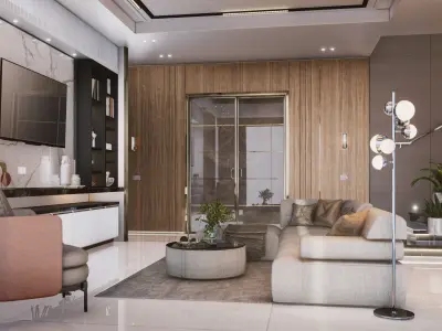 Hill House Interior Scene Kitchen Living Room Modern Design Free 3D model