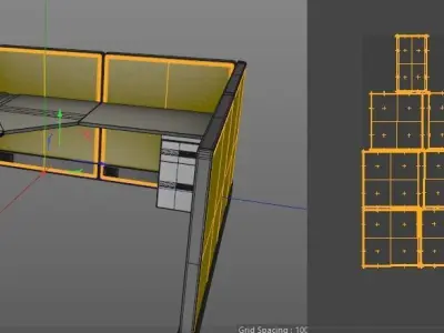 cubicle 0 office with corner desk Free low-poly 3D model