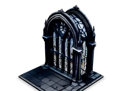 Gothic Arch Window Stained Glass Low-poly 3D model purchase