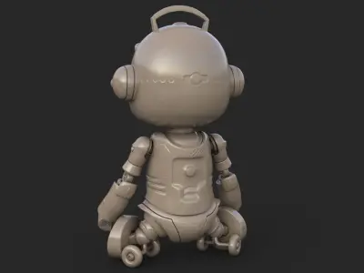 Cute Robot Child Clay Low-poly 3D model