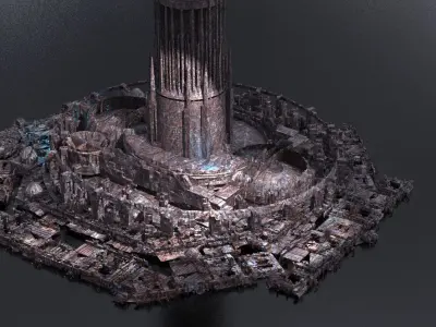 Steampunk medieval Ages architecture 6 3D model