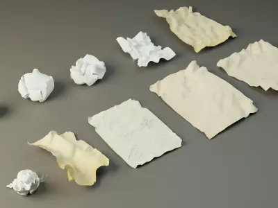 Crumpled Paper Pack Low-poly 3D model