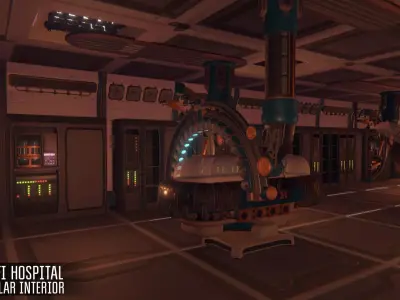 Sci-fi hospital - modular interior Low-poly 3D model