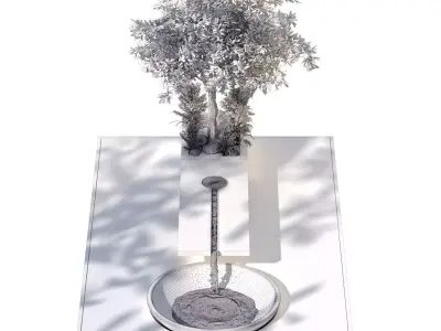 Landscape Fountain and tree in box  676 3D model