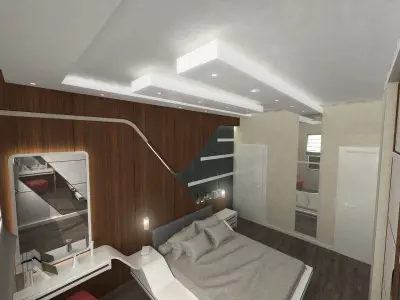 Modern Wooden Bedroom 3D model 3D model