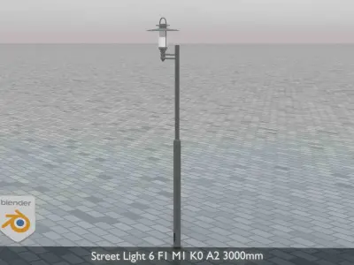 Street Light 6 F1 M1 K0 A2 3000mm Low-poly 3D model