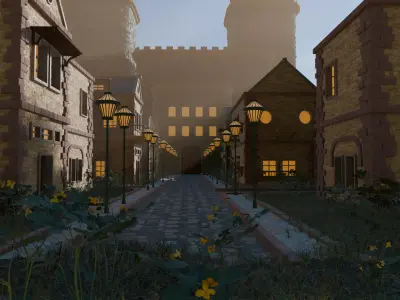 Medieval Fortress And Village 3D model